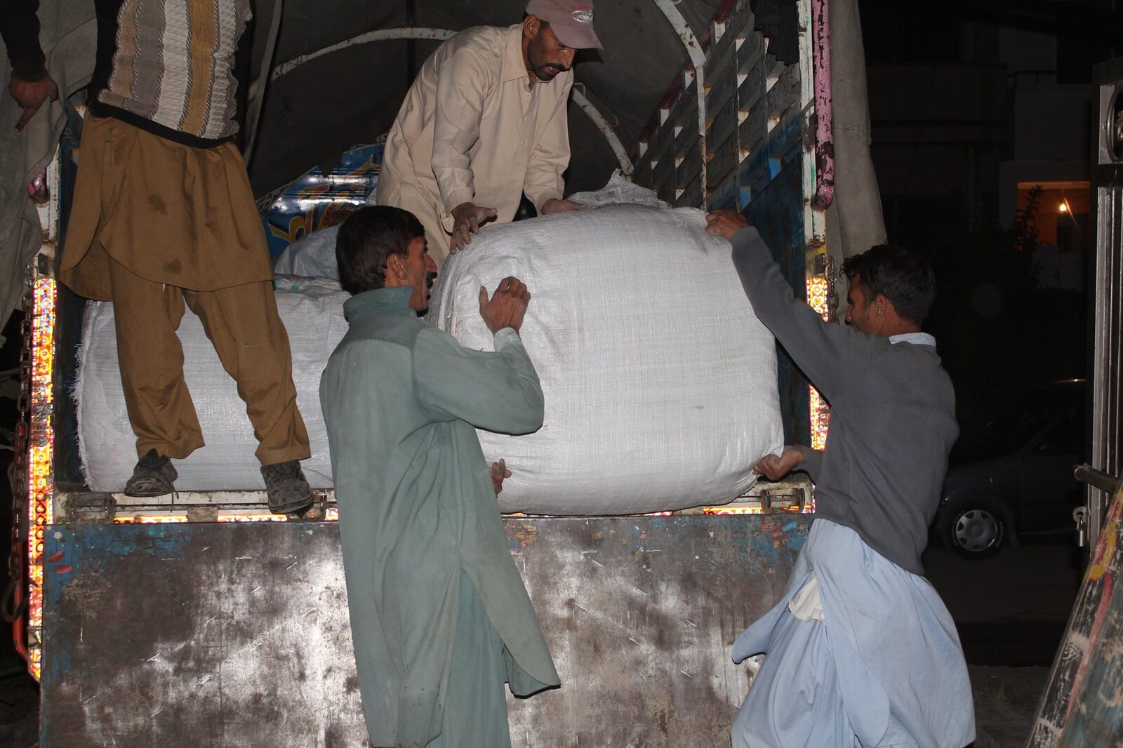 Relief supplies being unloaded